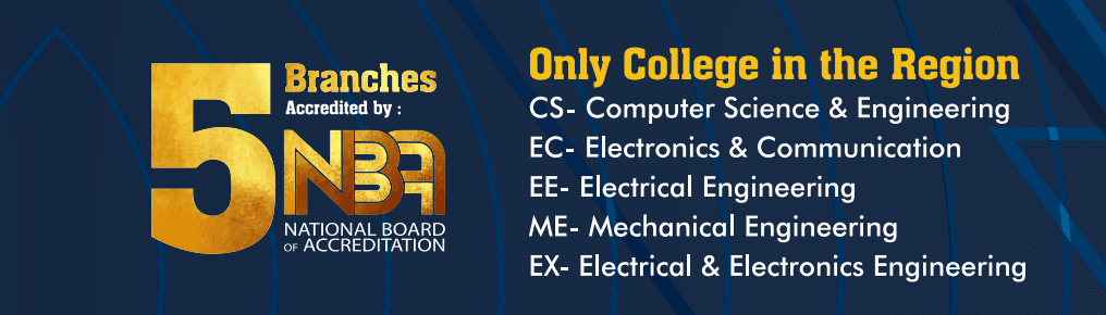 5 Branches Accredited by NBA - CS, EC, EE, ME, EX Engineering